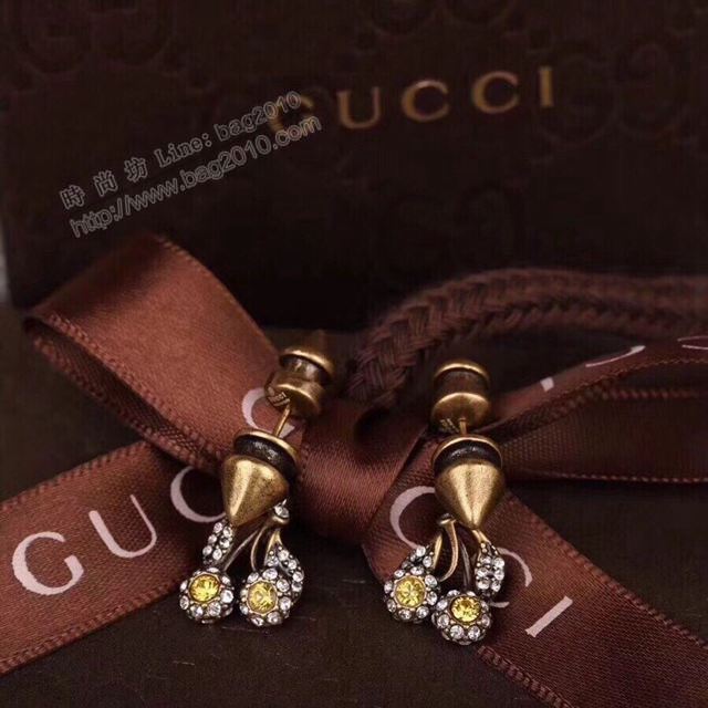 GUCCi飾品 古馳最新櫻桃耳釘 GucciS925銀針耳環  zgbq1036